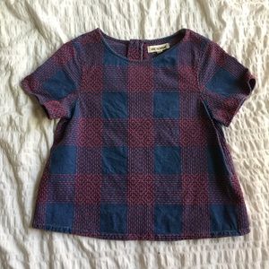 Madewell Rivet & Thread Embroidered Denim Top